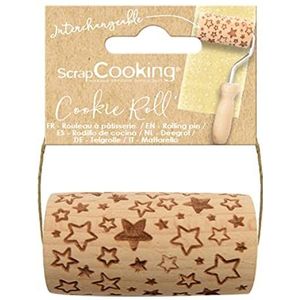 SCRAP COOKING - Mini-roller van hout ""ster"" – decoratie met gegraveerde afdrukken in reliëf – bakvorm voor decoratie van koekjes, koekjes – 5302