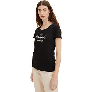 TOM TAILOR Dames T-shirt 1036193, 14482 - Deep Black, S