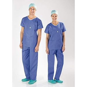 Cura Farma Farma Kasack en broek van TNT-speciale kleding voor de gezondheid, ademend en hypoallergeen, zeer professioneel, uniseks, blauw, 10 stuks - origineel (XL)