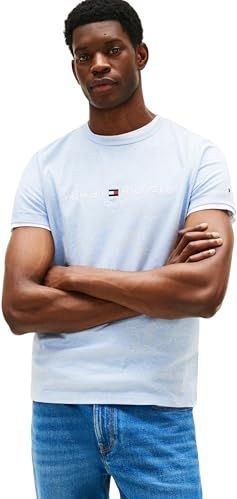 Tommy Hilfiger T-shirt met korte mouwen voor heren, slim fit, blauw (Heathered Blue), XS