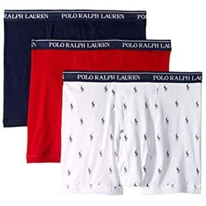 Polo Ralph Lauren Heren Classic Fit Katoen Boxerslip, Trunks & Lange Been Beschikbaar (3 Pack), Wit/Cruise Navy Aopp/Cruise Navy/Rl2000 Rood, M