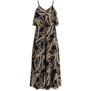 nelice Dames maxi-jurk met allover-print 19227032-NE01, zwart, XS, Maxi-jurk met allover-print, XS