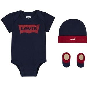 Levi's Kids Classic Batwing babyhoed, bodysuit, bootie set 3 stuks 0019 baby- en peuteruitrusting - baby - jongens, jurk, blauwtinten, 0-6 Maanden