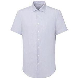 Seidensticker Zakelijk overhemd voor heren, slim fit, zacht, kent-kraag, korte mouwen, 100% linnen, lichtblauw, 36