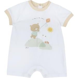 Chicco Romper van katoen, opening achter en klapdeksel voor baby's en jongens, Wit, 3 Maanden