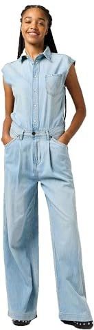 Jumpsuit - Denim - Gevoerde Zoom/Rand - Turn-down Kraag - Ritssluiting - Normale Pasvorm