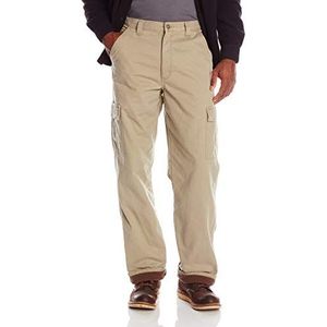 Wrangler Men's Authentics Fleece Lined Cargo Pant, British Khaki Twill, 36W x 34L
