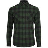 Urban Classics Heren overhemd geruit flanellen shirt met lange mouwen, bovendeel voor mannen met borstzakken, verkrijgbaar in vele kleurvarianten, maten XS - 5XL, Blk/Forest, XS