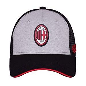 AC Milan Truckerhut met vizier en net, katoen, polyester, grijs, zwart, rood, eenheidsmaat verstelbaar