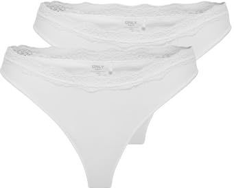 Only Dames Onlvicky Lace String 2-Pack Acc, Bright White, S (2 stuks), wit (bright white), S