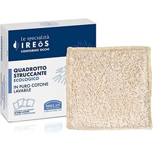 Helan IREOS - Ultra zachte en milieuvriendelijke make-up remover doek, 100% pure katoenvezel - 4 maxi wasbare en herbruikbare make-up remover pads voor huidverzorging, zachte oog- en gezichtsreiniging