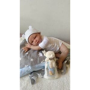 Reborn Teo, Reborn van siliconen, 52 cm en 2,3 kg. Exclusieve modellen, met echtheidscertificaat, jurk en accessoires van een echte baby.