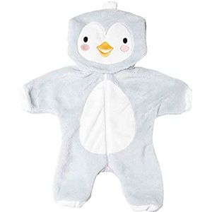 Heless 1198 - overall voor poppen in pinguïndesign, knuffelzachte onesie met capuchon en ritssluiting, maat 28-35 cm