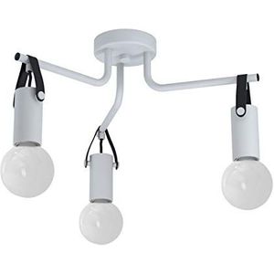 EGLO Apricale Plafondlamp, 3 lichtpunten, industrieel, modern, minimalistisch, woonkamerlamp van staal en leer, keukenlamp, hallamp voor plafond, in lichtgrijs en zwart, E27-fitting