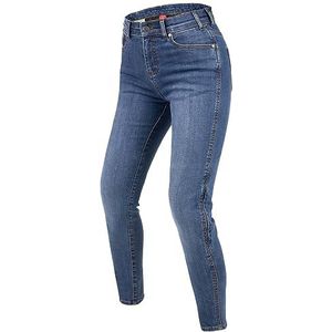 REBELHORN Classic III Lady Motorjeans dames | aramidevezel voering | SAS-TEC knie- en heupbeschermers | Skinny Fit, blauw, gewassen, 28W x 30L