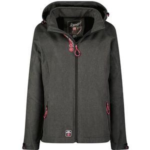 Geographical Norway Tereze Lady Softshelljas met capuchon voor dames, waterdicht, outdoor, winddicht, duurzaam, activiteiten, outdoor, wandelen, skiën, herfst, winter, lente (donkergrijs, XL),