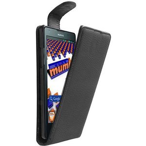 mumbi Hoes Flip Case compatibel met Huawei Ascend G700 hoes mobiele telefoon case wallet, zwart