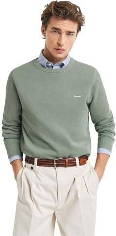 GANT - Cotton Pique C-Neck Trui - Kalamata Green - Regular Fit