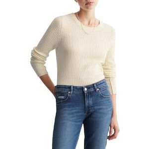 Marc OPolo Denim gebreide damestrui met ronde hals, slim fit, wit, L