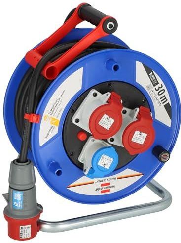 Brennenstuhl - Garant CEE IP44 - Kabelhaspel - Zwart - 30m Kabel - Voor Bouwplaats en Permanent Buitengebruik