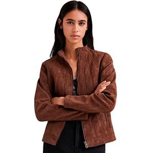 Desigual CHAQ_MAR Faux Leather Jacket, Brown, XS