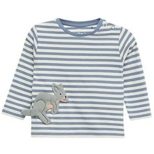 s.Oliver - Longsleeve - Lichtblauw - Katoen - Ronde Hals, Lange Mouwen, Drukknoopsluiting