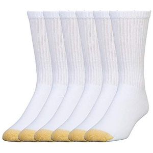 Gold Toe Heren Cotton Crew Extended 6 paar sokken, Wit (6 paar), Large