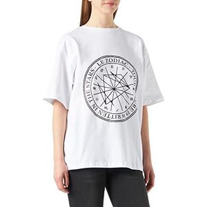 NA-KD Dames Zodiac T-shirt, Kleur: wit, XXL