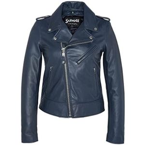 Schott NYC Leren damesjack met lange mouwen, marineblauw, S