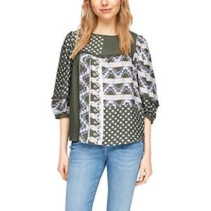 s.Oliver Crêpe-blouse voor dames met allover-print, Khaki Aop, 34