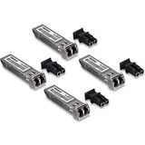 TRENDnet SFP Multi-Mode LC Module 4-Pack, TEG-MGBSX/4, Transmissie tot 550m (1804 Ft), Mini-GBIC, Hete Pluggable, IEEE 802.3z Gigabit Ethernet, Ondersteunt tot 1,25 Gbps