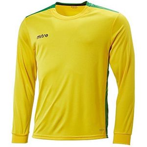 Mitre Heren Charge Lange mouw Voetbal Match Dag Shirt, Geel/Emerald, 2X-Large/50-52-Inch