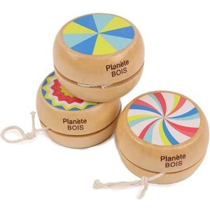 PLANÈTE BOIS - Pak van 24 jojo's - Om te verzamelen - 030145YPA - 24 stuks - Multicolor - Hout - Spel voor kinderen - Recreatie - Kermis - Vintage - 6 cm x 6 cm - Vanaf 3 jaar