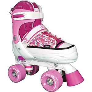 Best Sporting Rolschaatsen voor kinderen, meisjes, rolschaatsen, in grootte verstelbaar, 32-35, robuuste inline skates voor kinderen met rem, roze - wit, rolschaatsen, schoenen voor kinderen, inline