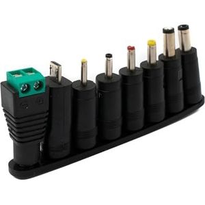 System-S DC adapter set van 8 DC 20 V 5,5 x 2,1 mm naar andere DC LED-aansluitkabel zwart
