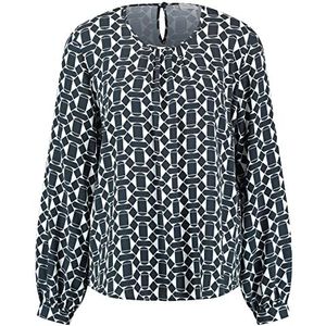 Gerry Weber Dames 965007-31442 blouse, ecru/wit/blauw print, 36, Ecru/wit/blauw opdruk, 36