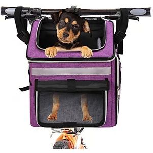 KGMCARE Huisdier fietstas voor honden, katten, huisdierrugzak met ademend netvenster, opvouwbare ruimte draagtas voor kleine, middelgrote honden en katten, 6 kg (paars)