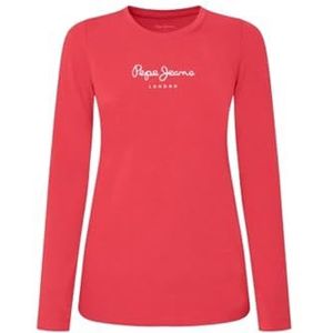 Pepe Jeans Vrouwen New Virginia T-Shirt Slim Fit Lange Mouw Blauw, Rood (knapperig rood), XS