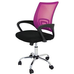 La Chaise Espagnole Ribadeo bureaustoel zonder hoofdsteun, polyester en rugleuning, netstof, roze