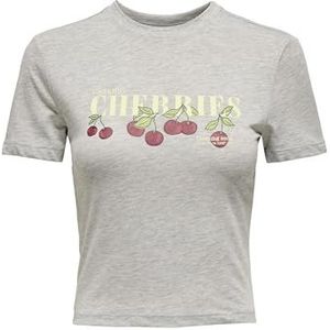 Onlkelly Life S/S Short Print Top Boxjrs, lichtgrijs gem., M