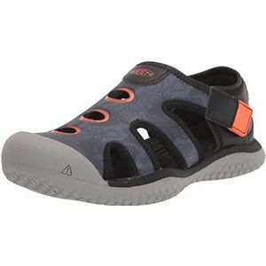 KEEN Unisex Kid's Stingray sandaal, Zwart Veiligheid Oranje, 34 EU