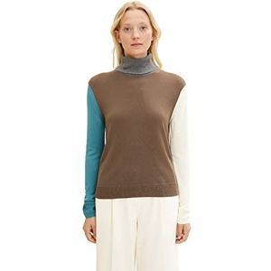 TOM TAILOR Dames Coltrui met kleurblok 1034049, 30922 - Mid Tone Grey Melange, 3XL
