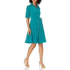 Sharagano Hemdjurk voor dames, met knoopsluiting, casual jurk, donker-turquoise, 40