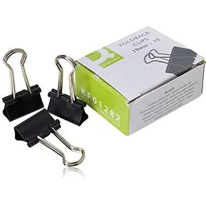 Q-Connect Foldback Clip, 19mm, Zwart, Pack van 10