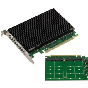KALEA-INFORMATIQUE PCIe Gen 5.0 x16-controllerkaart voor 4 SSD M.2 NVMe M Key met PI6CB33402 PCIe5 64GB/s-chipset