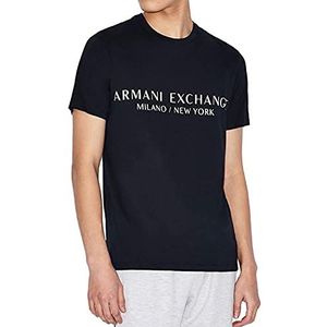 Armani Exchange Heren Short Sleeve Milan New York Logo T-shirt met ronde hals, Marineblauw, XS