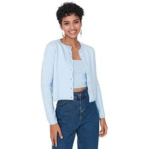 Trendyol Dames Loungewear Getailleerd Standaard Vierkante Kraag Gebreide Vest, Blauw, L