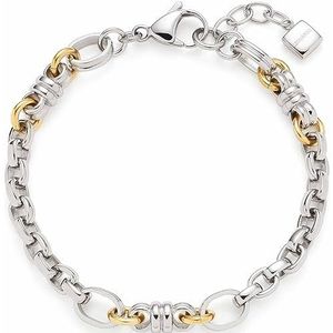 Leonardo Jewels Elsa 023335 Damesarmband van roestvrij staal, zilverkleurig, met details in IP goud, lengte 19-21 cm, sieradencadeau voor vrouwen, Eine Grösse, Roestvrij staal, Geen edelsteen