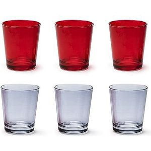 Excelsa Portofino Set met 6 glazen, rood/grijs, 30 cl, mondgeblazen glas