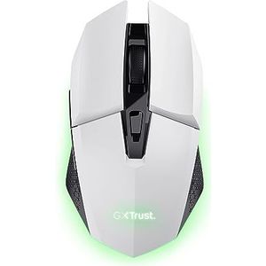 GXTrust 1108W Vylax Oplaadbare Draadloze Gaming Muis, 80 Uren Batterijduur, 800-4800 DPI, LED Verlichting, Opbergbare USB Receiver, 6 Knoppen, RGB Gaming Mouse voor Laptop Computer PC, Wit
